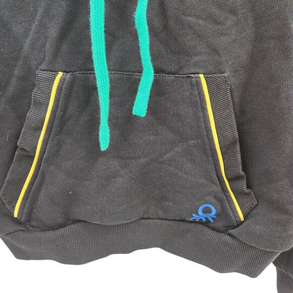 United Colors Of Benetton Black Hoodie With Colorful Accents & Kangaroo Pocket - Picture 6 of 7